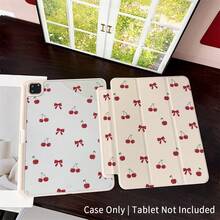 樱桃蝴蝶结图案平板电脑保护套 - 哑光防震保护套，带可调节支架，复古时尚设计，笔槽，兼容 iPad 10.9/10.2/Air 第五代/Pro 11/第十代/9.7/Air 2/iPad（第七代）/iPad（第八代）/iPad Air 4/5/iPad Pro 11/iPad 第十代，自动休眠/唤醒功能，时尚平板电脑配件 - 粉色 - 查看 10