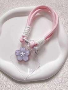 1 pieza Llavero con colgante de Sakura de gelatina estilo INS, cadena trenzada, accesorio de encanto de teléfono corto - Multicolor - Ver 13