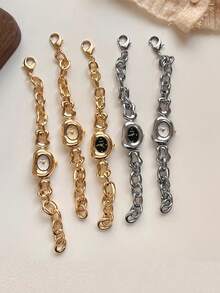 1件金/银不规则形状女士石英表，精致、时尚、独特，适合日常佩戴、生日/毕业礼物和休闲聚会。 - 均碼 - 查看 9