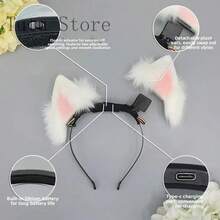 Tienda Tutu Orejas Móviles Motorizadas Cosplay Sensor de Movimiento Sensor de Tacto Anime Convención Diadema de Orejas de Animal Realista Recargable Accesorio de Orejas de Gato Móvil - Máscaras Disfraz de Zorro de Halloween Festivo Navidad Tapiz Dec - Naranja eléctrica - Ver 7