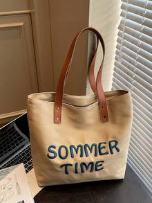 Túi đeo vai thời trang mới cho nữ đi làm, dung tích lớn, túi tote đa năng - Màu Khaki - Xem 12