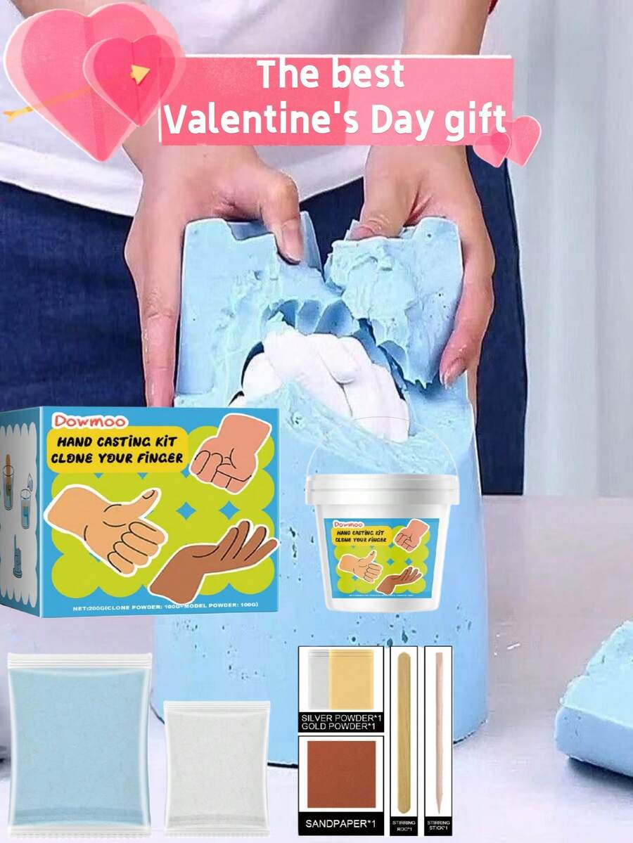 Handprint Mold Kit, Valentine's Day Gift, Couples Handprint Keepsake, Plaster DIY Handmade Figurine Gift, Parent-Child Friendly, Best Valentine's Day Gift, Easy To Use