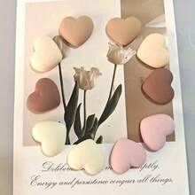 10pcs Set High Quality Light Color Heart Shaped Refrigerator Magnets - Minimalist Decor Fridge And Whiteboard Magnets, Perfectly Suitable For Office Whiteboard, Storage Cabinet And Dishwasher, Ideal For Kitchen And Home Decor, Also A Delicate Valentine's Day Gift. - 10pcs - View 2