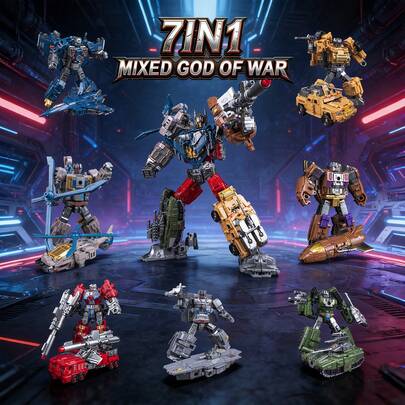 Vehículo acorazado integrado terrestre-marítimo-aéreo de 7 en 1 de aleación de zinc transformable - Juego de combinación de 7 en 1, figuras de acción coleccionables para niños, caja de regalo de lujo, regalo educativo interactivo para padres e hijos