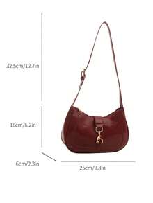 1个复古简约新月形可调节肩带斜挎包，适合约会、外出、聚会，小巧便携 - 紅色 - 查看 3