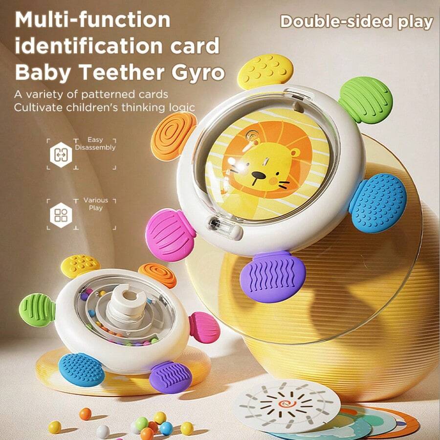Baby Toothpaste Gyroscope Multi-Functional ID Card, With Funny Mirror Gyroscope Interactive Toy, Can Exercise Baby's Finger Control And Hair Skill, Easy To Disassemble - Multicolor - View 1