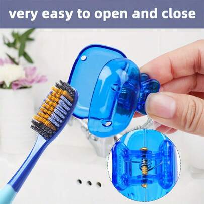 1 Organizador de cepillo de dientes portátil y sencillo - Tapa protectora de plástico. Un imprescindible para viajes y viajes de negocios. A prueba de polvo y antibacteriano. Compacto y ahorra espacio.