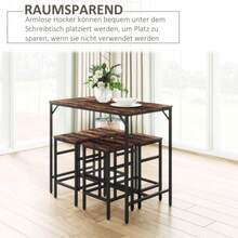 HOMCOM High Table Set With 4 Bar Stools, 5-Piece Kitchen Table Set, Particleboard/Steel, Rustic Brown/Black, 100 X 60 X 88 Cm - Maroon - View 4