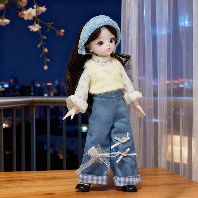 12 Inch 30cm Cute Doll Set With Interchangeable Outfits, Winter Style