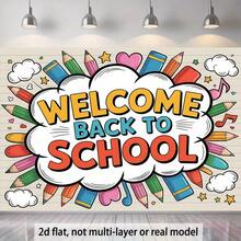 2D Flat 1pc Plane, 2D Plane Banner 1 Pc , Welcome Back To School Background Cloth Decoration, Artistic Decoration, Suitable For Gifts, Parties, Living Rooms, Apartments, Bedrooms, Dormitories, Home Decoration, 2D Plane - 1pcs - View 2