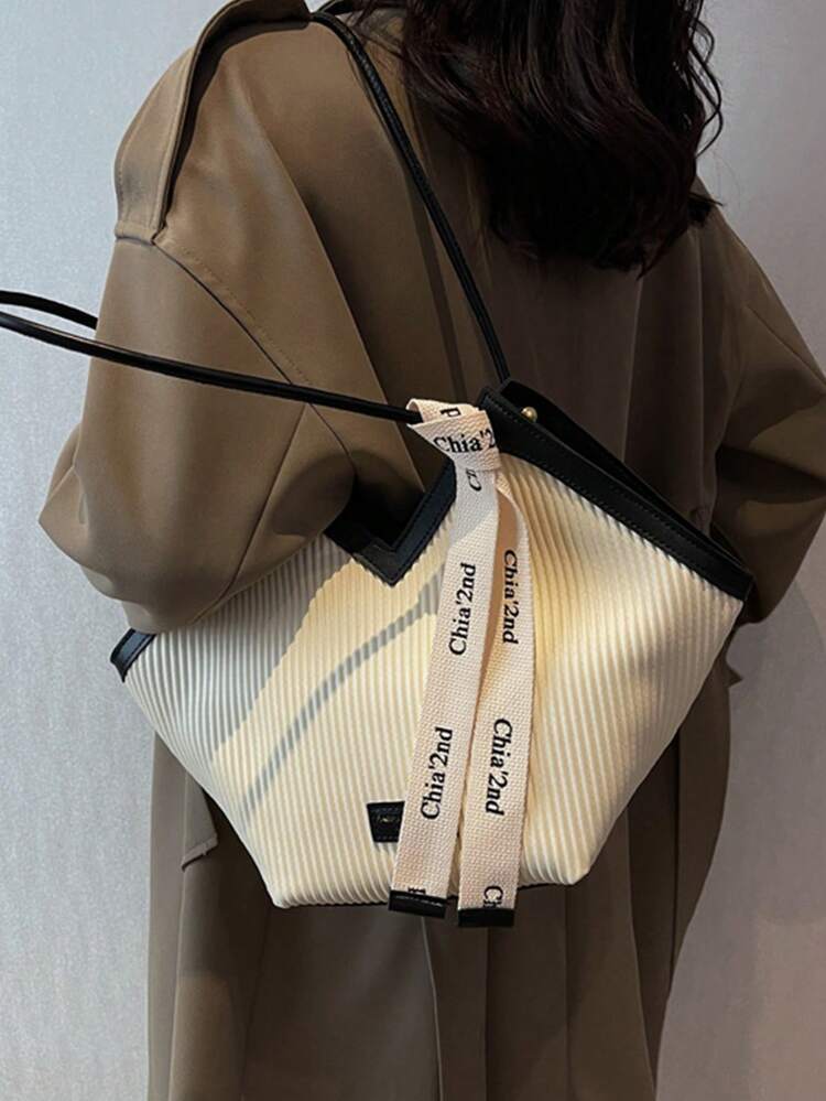 1pc PU Leather Minimalist Design Shoulder Bag, Suitable For Work, Fashionable Business Casual, Essential For Women, Perfect For Office, Business And Work - White - View 4