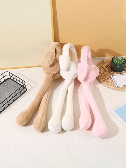 Cute Plush Rabbit Ear Earmuffs, Warm And Windproof For Students In Winter Women Winter Clothes