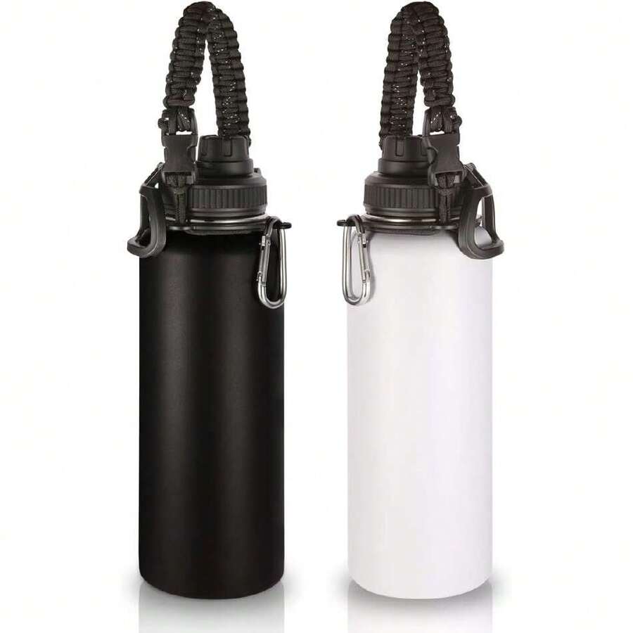 - Botellas de agua aisladas a granel,paquete de 2 unidades,botella deportiva de acero inoxidable de 40 onzas,con asa de paracaídas y tapa de boquilla,termo de agua de viaje(mix,juego de 2),36983814 - Rosa Pálido - Ver 1