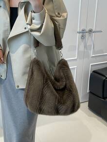 A Fashionable And Elegant New Autumn/Winter Solid Color Large Capacity Zipper Tote Bag For Women, Very Suitable For University, Work, Business, Commuting, Outdoor Activities, Travel And Outings For White-Collar Professionals. It Is An Ideal Choice For Work, Shopping, Attending Parties, Fashion Events, And Also Makes A Great Gift For Friends. - Multicolor - View 5