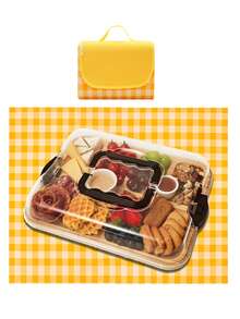 6-Compartment Bamboo Cheese Board Set With Transparent Locking Lid (Travel Portable) - Includes Cake & Cookie Tray, Fruit Tray And Kitchen Cutting Board | Ideal Housewarming & Women's Gift - Multicolor - View 10