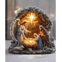 2D Flat, Christmas Scene Acrylic Display Decor - Starry Night Snowy Landscape Desktop Ornament, No Power Needed, Multi-Functional Holiday Gift Suitable For 11 Celebration Occasions, Home And Office Use, 2D Flat Home Decor Christmas Decorations Room Decor - Multicolor - View 20