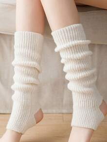 1 đôi tất dệt kim 168N dành cho nữ, thích hợp cho mùa thu/đông, ấm áp và thoải mái, tất nỉ kiểu học sinh JK, có thể dùng làm tất giữ ấm chân và tất múa ba lê. - trắng - Xem 4