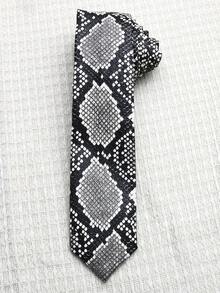1pc Unisex PU Snake Skin Pattern Necktie, Suitable For Personalized, Street, Party, Gift - Multicolor - View 5