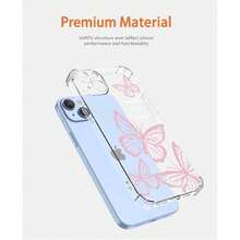 Case For Infinix Hot 50 Pro, Transparent Mobile Phone Case With Pink Butterfly Design, Soft Crystal Protective Silicone Case For Infinix Hot 50 Pro, 37008198 - 青碧色 - 查看 2
