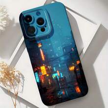 2026 nueva funda de teléfono esmerilada, funda de teléfono de ciudad cyberpunk, luces neón de noche, escena urbana para  17 15 Pro Max,  17 14 Pro,  17 13,  Galaxy S23 S22 S21, protector de teléfono, funda de pareja, regalo para novio, novia, día de San Valentín, regalo de cumpleaños - Azul Klein - Ver 6