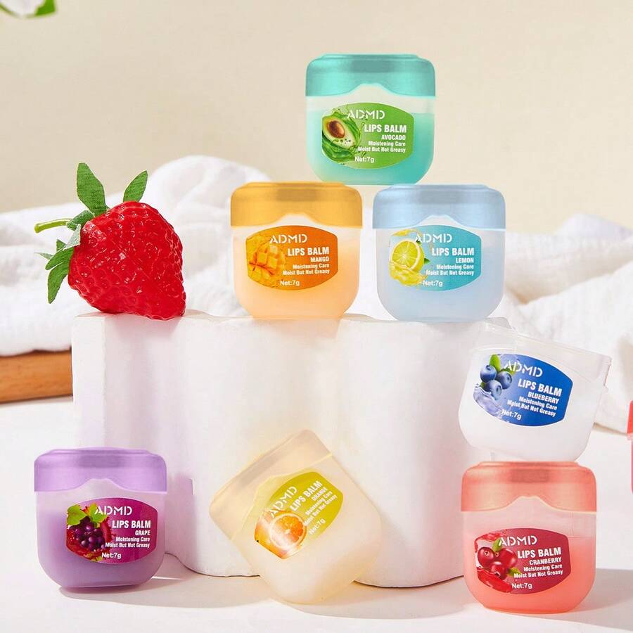 8pcs Moisturizing Lip Balm Set| Honey, Hyaluronic Acid, Vitamin E, Shimmery Finish, Suitable For All Skins, Lasting Moisture, Ideal For Dry Lips, Perfect For Christmas And Valentine'S Day Gifts - 8件 - 查看 1