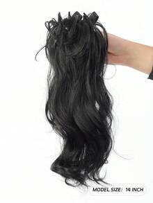 14英寸蝴蝶结爪夹式马尾假发 - 女士日常波浪卷合成假发 - 彩色 - 查看 4