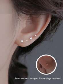 Set de aretes de botón de mini circonita de 2 mm + aretes de botón de mini bola, hipoalergénicos, aptos para piel sensible, postes de aretes cómodos, adecuados para uso diario, unisex, perfectos para parejas - Multicolor - Ver 8