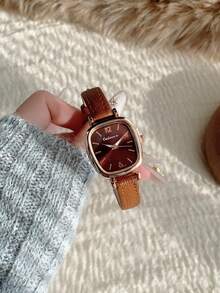 1pc Square Belt Women's Quartz Watch Exquisite And Compact Suitable For Daily Matching With Birthday/Graduation Gifts And Gathe