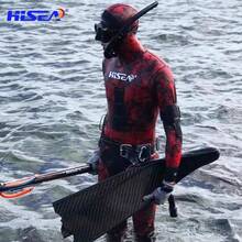 HISEA 3.0mm Women's Neoprene Freediving Wetsuit; Men's Two-Piece Freediving And Hunting Wetsuit; Hooded Diving Wetsuit - Red - View 2