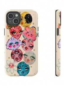 1 elegante funda para teléfono, no incluye cordón ni soporte. Esta funda gruesa 2 en 1 presenta un fantástico diseño de cielo estrellado con vibrantes patrones de luna y flores, que irradia un estilo moderno. Adecuado para teléfonos compatibles: 17, 17air, 16, 15, 14, 13, 12, 11, PRO, X, XS, PLUS, y también S21/22/23/24/25 Ultra/FE+, NOTE20 Ultra, A71/56/55/54/53/52/36/34/26/25/23/16/15/14/13/06. un regalo de cumpleaños considerado para novias, novios y amigos. - Multicolor - Ver 6