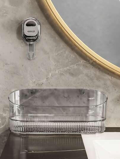 Kitchen Suction Cup Shelf Rack, Bathroom Vanity Organizer Box, Wall Mounted Storage Rack Without Drilling