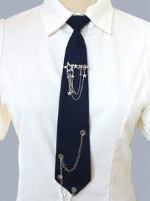 1pc Women's Tassel Chain Tie-Free Collar, Suitable For Casual, School, Street, And Daily Wear