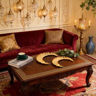 Bandeja metálica con forma de luna para frutas y postres, plato dorado de almacenamiento de alimentos, bandeja portátil para aperitivos para fiestas y celebraciones