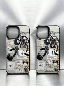 Punk 1pc Rock Music Element Pattern Phone Case, Shockproof Creative Matte Frosted Phone Cover, Holiday Gift For Kids, Compatible With IPhone 7/8/X/XS/XR/11/12/13/14/15/16 Pro Max, A33(5G)/A32(4G)/A52(5G 4G)/S20FE/S21FE/A14(4G 5G)/S23/S23 PLUS/S23 ULTRA/S23 FE/A55 5G/S24/S24 PLUS/S24 ULTRA/A05/A05 - Multicolor - View 2