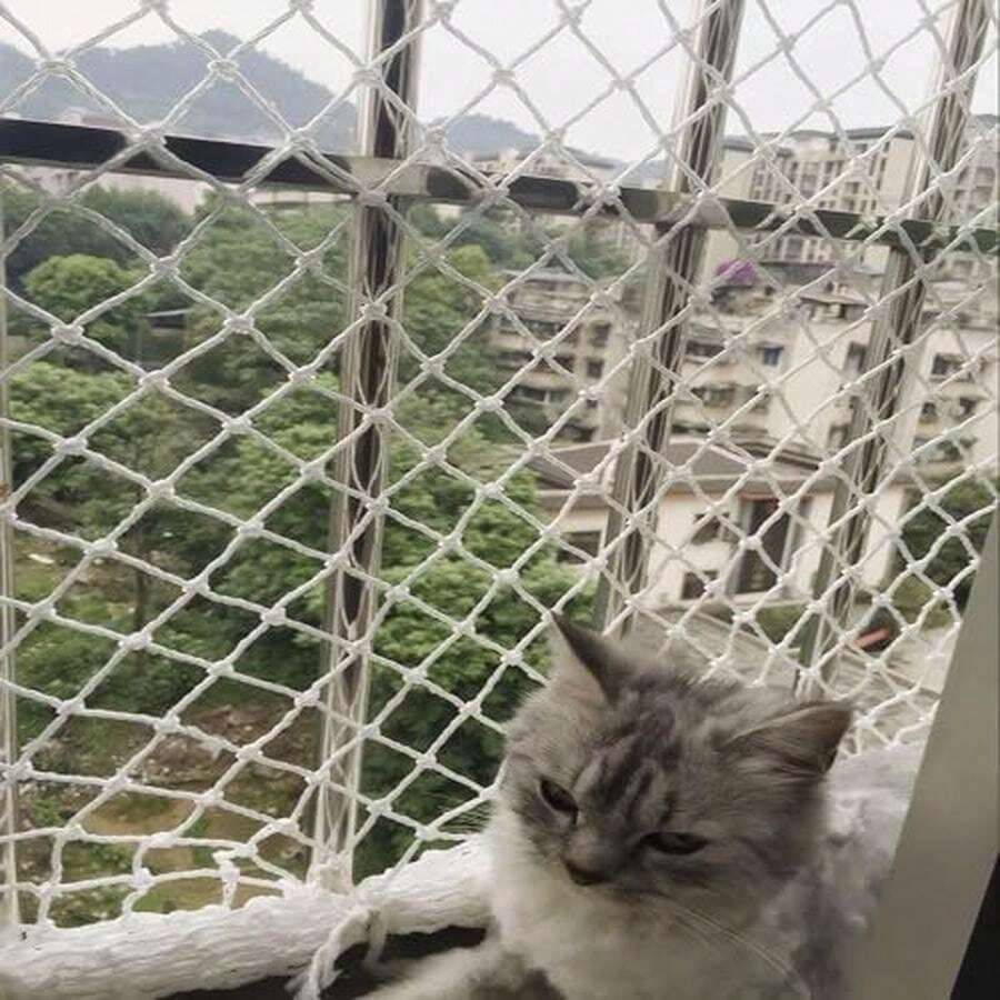 Red de balcón para Mascotas,Red de  para Gatos,Red Antipájaros para Balcón,Barrera para Perros,Malla de Nailon para Mascotas,Adecuado para Balcones, Ventanas, Escaleras (6M*3M) - 8M*3M - Ver 1