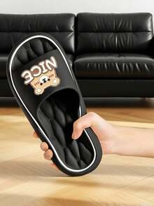 新款时尚酷炫男士拖鞋，EVA材质露趾软底，透气舒适，黑色休闲日常穿着，适合室内外行走，通勤必备拖鞋 - 黑色 - 查看 5