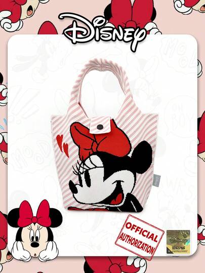 Cartoon Minnie Mouse Pattern Snap Arm Pouch, Fashionable Handheld Shopping Bag, Suitable For Daily Matching, Parties, Festivals, Girlfriend Gifts