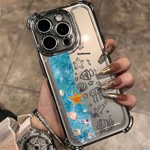 Funda de Teléfono con Tema Oceánico a para Varios Modelos de, Color Electrochapado de Alta Gama, Funda Protectora Transparente a Prueba de Golpes, Función Anticaída, Diseño Impreso de Moda, Hecha de Materiales Duraderos, Perfecta para U - Colores mixtos - Ver 6