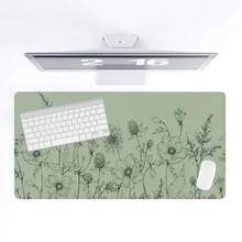 1pc Minimalist Bohemian Style Desk Mat, Sage Green Desk Pad, Large Floral Mouse Pad, Extra Large Extended Desk Mat, Cute Minimalist Computer Pad, Soft Wrist Rest Mouse Pad, Back To School Supplies, Halloween Office Supplies, Desk Accessories, Desk Mouse Pad - Multicolor - View 8