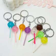 Resin Lollipop Keychain, Round Lollipop Shaped Metal Keychain, Cartoon Candy Color Resin Lollipop Keychain, Realistic Food Keyring, DIY Handbag Pendant Keychain, DIY Accessories, Cute, School Theme Festival Graduation Teacher Appreciation Gifts Birthday Gift Mother Gifts Mothers Day Gift Holiday Essentials Graduation Gifts Purple Key Ring Charms Accessories Key Chain - Multicolor - View 2