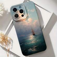 2026 nueva funda de teléfono esmerilada, funda de teléfono diseño de barco pirata océano atardecer para iPhone 17 14 13 12 11 Pro Max y funda de protección para teléfono  Galaxy S23 S22 S21 S20, regalo de funda de pareja para novio novia, regalo de vacaciones - Negro - Ver 6
