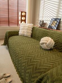 1件加厚绒毛沙发毯，简约百搭沙发套，奢华优雅沙发套，高端质感，耐磨可水洗，四季皆宜，保护沙发外观，柔软舒适，适用于客厅、卧室、办公室、1-4人沙发 - 綠色 - 查看 1