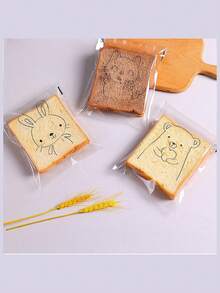 100pcs/Pack Bread Bags, Toast Bags, Bread Packaging Bags, Self-Adhesive Bags, Baked Goods & Fruit Packaging Bags, Self-Sealing Bags, Home & Kitchen Storage Supplies, Back To School Essentials - Clear - View 7