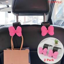 2pcs Cute Bowknot Car Seat Back Hooks Multifunctional Rear Seat Organizer For Hanging Handbags/Wallets/Umbrellas/Grocery Bags Space-Saving Creative Car Interior Accessories Fits Most Vehicles - Pink Bow - View 11