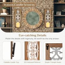 Wood Wall Candle Holder For Farmhouse Decorative Pillar Candle Holders For Wall Decor Vintage Shabby-Chic Wooden Candle Sconces Set Of Two For Fireplace Living Room Bedroom AC568-B - 3d Embossed - View 5