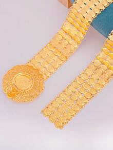 18K+镀金几何、花卉和图腾雕刻男女通用腰链，适合婚礼、母亲节/父亲节、节日——男女皆宜的礼物 - 香檳色 - 查看 11