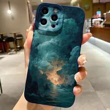 2026 nueva funda de teléfono esmerilada, funda de teléfono con impresión de paisaje de nubes, cielo, océano y atardecer para iPhone 17 14 13 12 11 Pro Max y  Galaxy S23 S22 S21 S20 S10 S9 S8 Plus, funda protectora para teléfono, regalo de pareja para novio y novia, regalo de San Valentín y cumpleaños - Negro - Ver 4