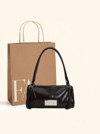 Moda Yeni Düz Renk Retro Yağlı Deri Üst Sınıf Niş Tasarım Boston Yastıklı Koltuk Altı Omuz Çantası ve Çok Yönlü Avrupa ve Amerikan Tarzı, İşe Gidip Gelmek, Alışveriş Yapmak, Sokak Stili, Şık Kıyafet, Kız Arkadaşa Hediye İçin Uygun