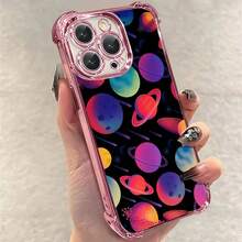 1pcs Colorful Planet Galaxy Phone Case Compatible with Apple Phone17ProMax 16 15 14Plus 11 12 13 ProMax Silicone Antidrop Phone Case Modern Funky Popular Cute Fashion Can Be Given To Friends Can Be Given To A Lover - Rosa - Ver 3
