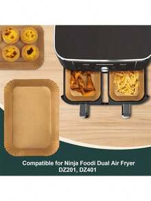 200张一次性空气炸锅烘焙纸垫，长方形，厨房配件，不粘烘焙纸，适用于双面空气炸锅，空气炸锅配件，防油防水，空气炸锅纸垫